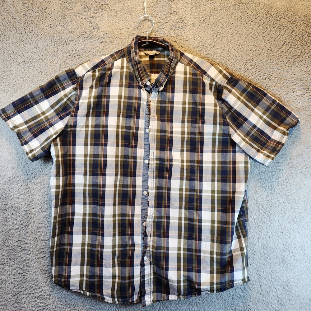 Falls Creek Shirt Mens 2XL Multicolor Plaid 100% Cotton Short Sleeve Button-Down